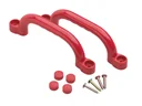Plastic handles 2 pieces in red, 247 mm, including mounting material for play equipment