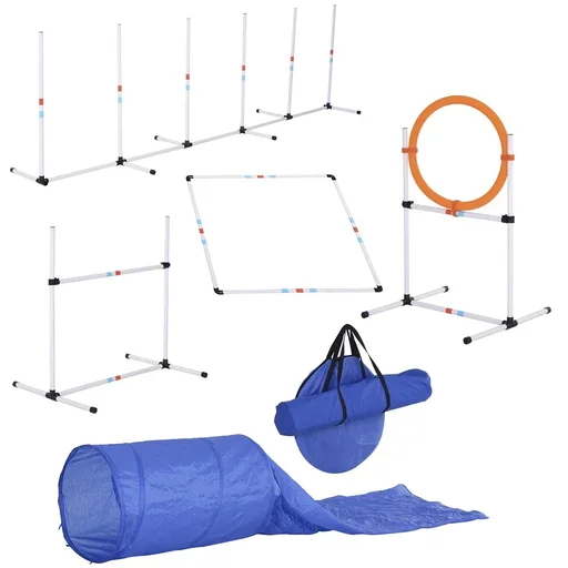 "5-piece Dog Agility Set Training for Pets Dog Training Set with Dog Tunnel Including Bag Easy to Carry Polye image"