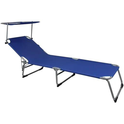"Lounger 'Hawaii' with sliding roof aluminum blue 195 x 60 x 30cm image"
