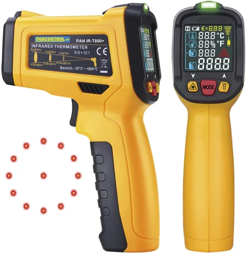 "PAN IR-T800+ professional infrared thermometer 12:1, infrared temperature measurement - 50°C - + 800°C with laser measuring circuit image"