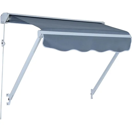 "Awning 122cm x 70cm balcony awning folding arm cable pull grey image"