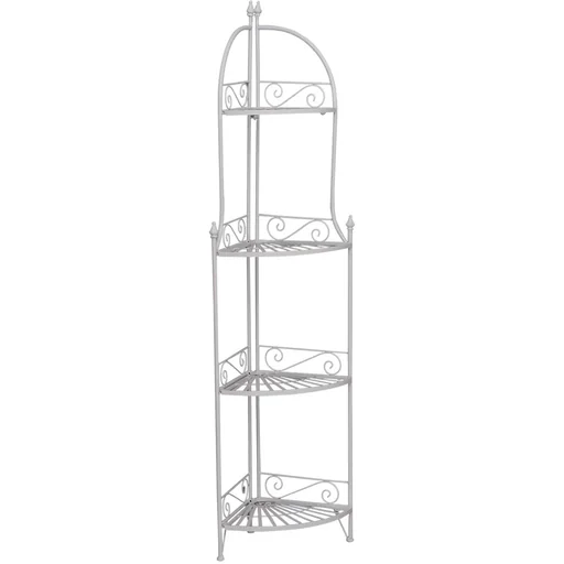 "Bathroom shelf, plant shelf, standing shelf, bookcase, storage shelf, foldable metal, white, 46 x 31 x 157 cm image"