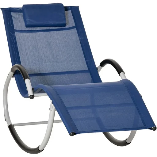 "Garden chair with rocking function, blue, 65 x 144 x 83 cm image"