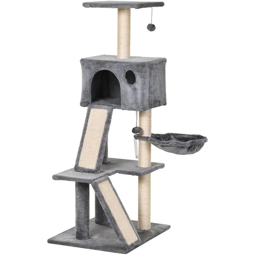 "Scratching post with cave image"