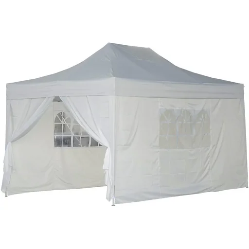 "Folding gazebo including 4 side panels white 3x4.5m folding tent party tent image"