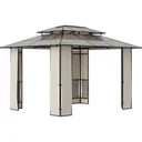 Garden gazebo - polycarbonate - brown/grey - 3.65 x 3 x 2.75 m