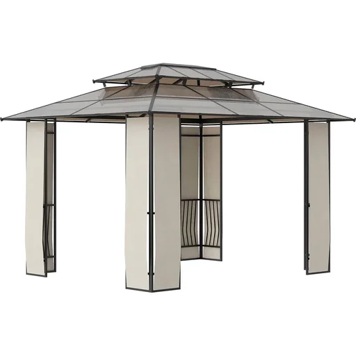 "Garden gazebo - polycarbonate - brown/grey - 3.65 x 3 x 2.75 m image"