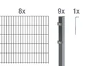 Double rod mesh fence complete set, anthracite, height 160 cm, length 16 m