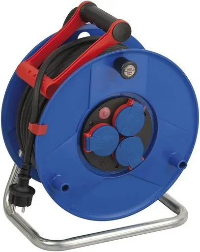 "Cable reel Garant IP44, diameter 290mm, special plastic, 3 x 230V socket, 40m RN cable image"