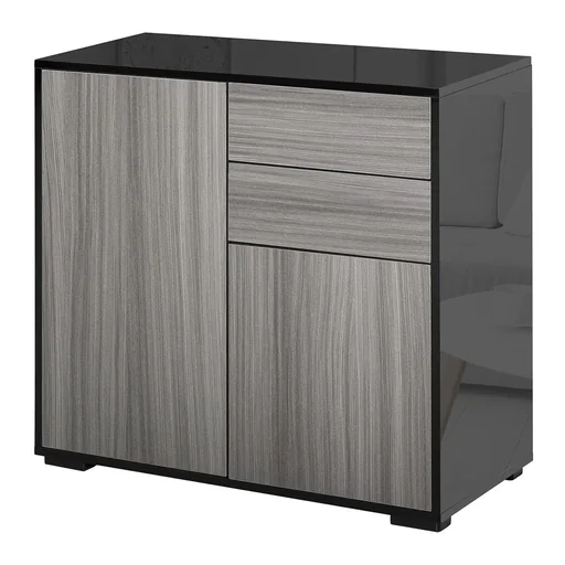 "Freestanding cabinet, storage cabinet, multi-purpose cabinet, filing cabinet, chest of drawers, 2 drawers, 2 doors, E1 chipboard, black+grey image"