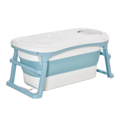 "Foldable bathtub with non-slip foot pads support bars 2 children bathtub with removable cover for teenagers image"