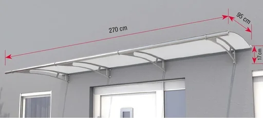 "Canopy L 270, 270 x 95 x 17 cm, stainless steel, 4 mm clear image"