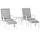 5-piece garden furniture set with back cushions, seat cushions, balcony furniture with 3-level adjustable backrest, tempered glass, aluminum