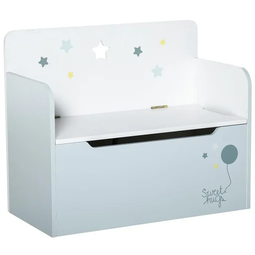"Children's bench with storage space 2-in-1 chest bench toy box storage chest 3-8 years children's furniture light blue 60 x 30 x image"
