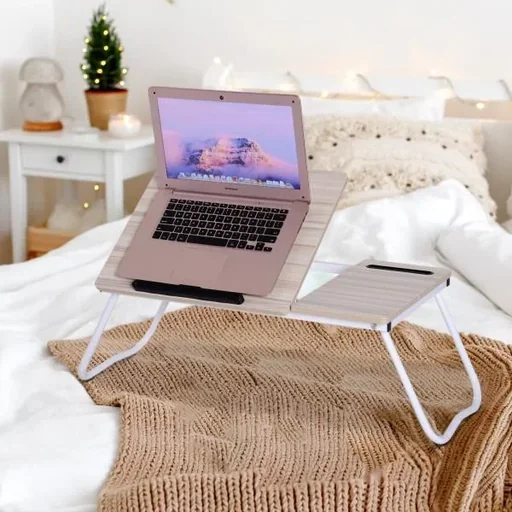 "Laptop table bed tray bedside table breakfast table serving tray reading holder foldable adjustable image"