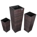 Flowerpots polyrotan set of 3 brown