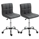 Set of 2 work stools with backrest, rolling stool made of artificial leather, swivel stool with backrest, cosmetic stool 80-95 cm height adjustable