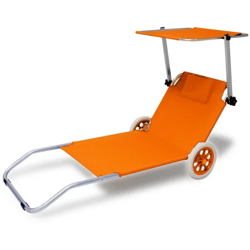 "Lounger Mobile Crete Orange Aluminium with 2 wheels image"