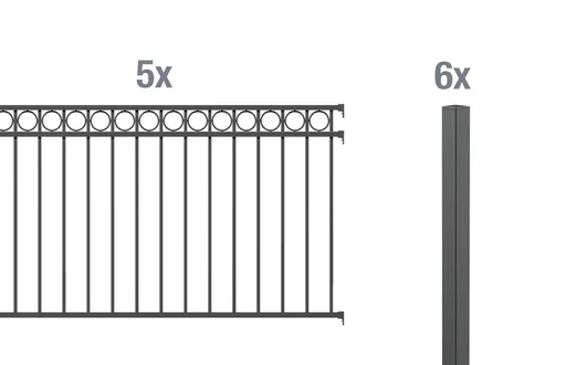 "Complete fence set Circle, for setting in concrete, anthracite, height 120 cm, length 10 m image"