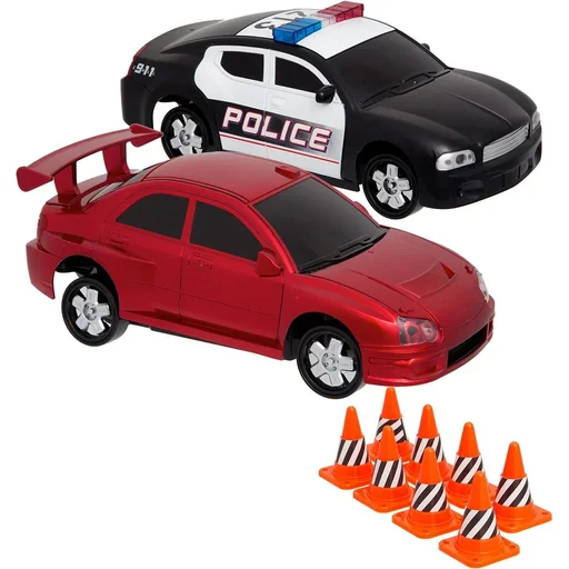 "Sharper Image RC Racing Set Police and Racing Car 2 Players with Playing Figures image"