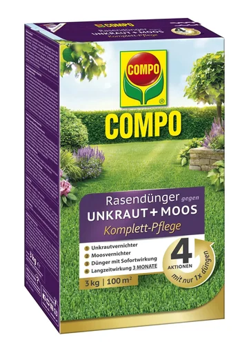 "Lawn fertilizer against weeds and moss, complete care, for 100 m², 3 kg image"