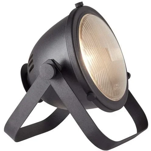 "Table lamp Bo floodlight industrial mat wood black metal glass 40W E27 image"