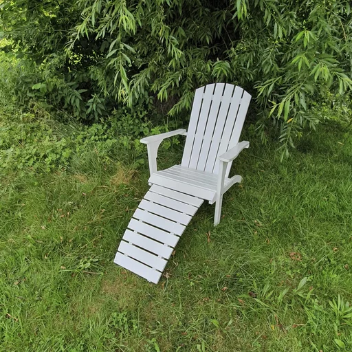 "Deckchair with footrest, painted white image"