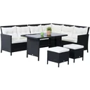 Polyrattan seating group as an 18-piece set