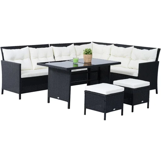 "Polyrattan seating group as an 18-piece set image"