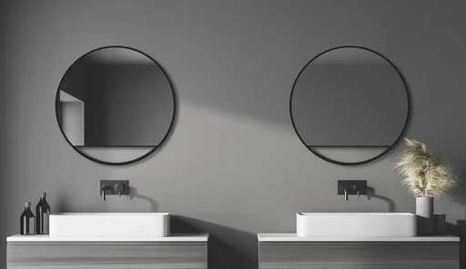 "Decorative wall mirror "Black Hole" - matt Ø 80 cm - high-quality robust aluminum frame black matt image"