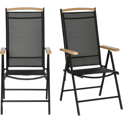 "Garden chair set 2-piece black mesh 71.5 cm × 68 cm × 109 cm image"
