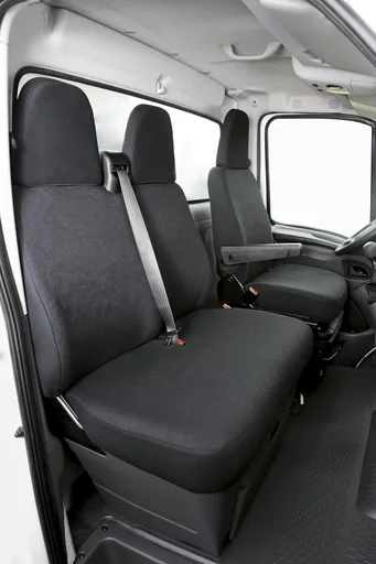 "Fitted seat covers Iveco Daily IV for single seat and double bench in front made of fabric from model year 2006 to 08/2011 image"
