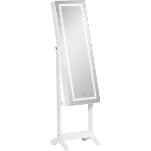 "Jewelry cabinet with LED mirror cabinet, jewelry shelf, jewelry organizer, standing mirror with 4 shelves, 46 x 36.5 x 151.5 cm image"