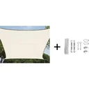 Shade cloth / sun sail including Perel fixing kit - Rectangle - 4 x 3 m - Cream