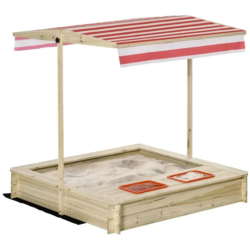 "Sandpit wood bottomless design with lowerable and pivoting roof for 3-8 year old children natural 118 x 118 x 118 cm image"