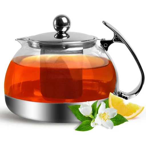 "Glass teapot with stainless steel filter | me image"