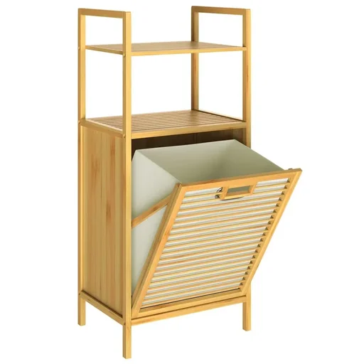 "Bathroom shelf with laundry basket 43l 40 x 30 x 95cm image"