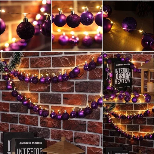 "Christmas lights balls 40-LED - purple - 2m image"
