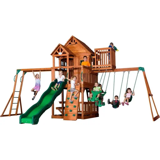 "Skyfort II play tower with swing, slide, climbing frame and observation tower image"
