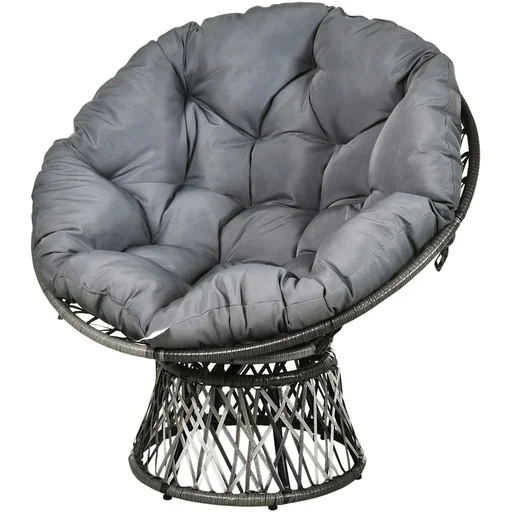 "Papasan chair with black/grey upholstery image"