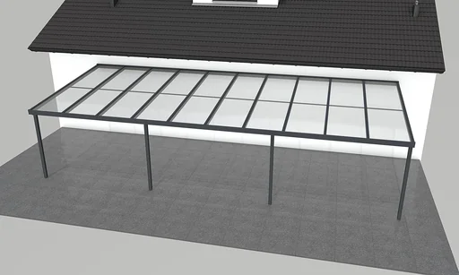 "Patio roof Premium, anthracite, 10140 x 4060 mm - Polycarbonate multi-wall sheets 16 mm, opal image"