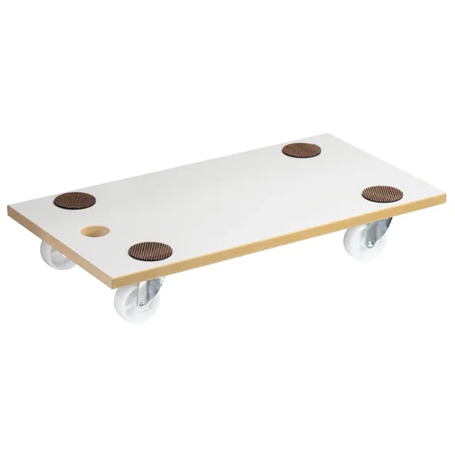 "Transport aid MM 1319, 57.5 x 30 x 10 cm, hard castors Ø 63 mm, plain bearings, load capacity 200 kg, MDF coated image"