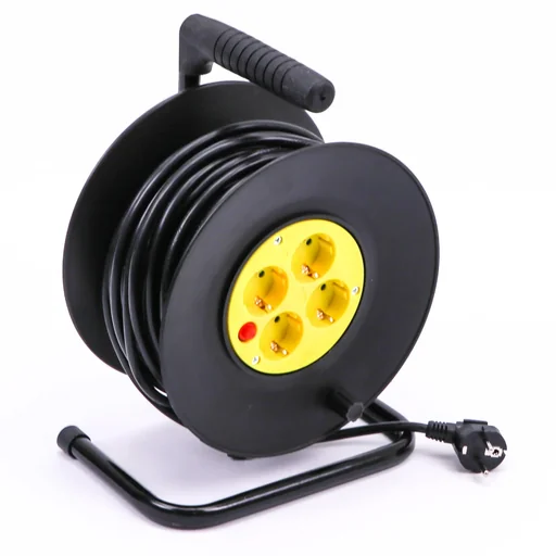 "VT-6003 4-way cable reel - earthing - 3 x 1.5 mm2 - 25 meters - black image"