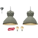 2x industrial pendant light Anouk 93678/70 concrete 40cm incl. 2x warm lamps