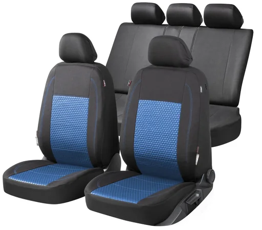 "Car seat cover Avignon Premium, blue/black, complete set 14 pieces image"