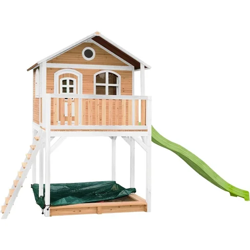 "Andy Playhouse Brown/White - Lime Green Slide image"