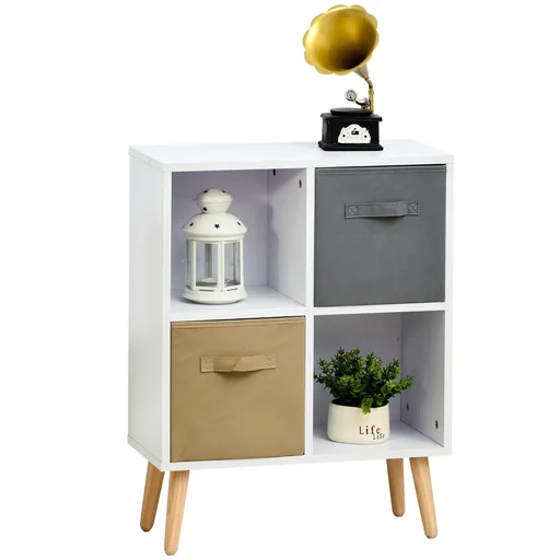 "Cube cabinet with 2 open compartments and 2 fabric drawers image"