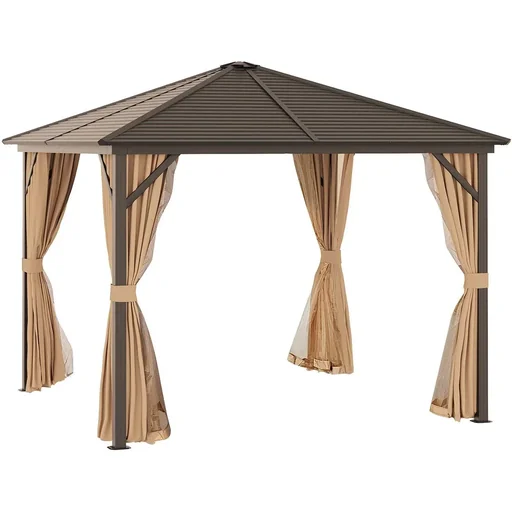 "Garden pavilion 298 x 298 x 260 cm garden tent marquee party tent with 4 x double side panels weatherproof aluminum image"