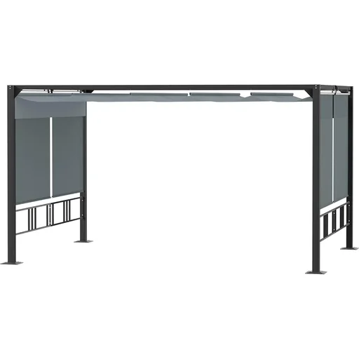 "Pergola 3.9 x 2.9 m with sunroof and 4 automatic shutters Waterproof Aluminium Polyester Dark Grey image"