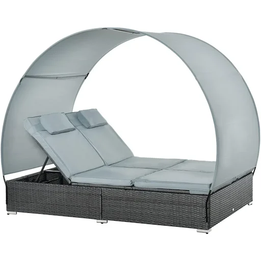 "2-person garden lounger with sunroof grey image"